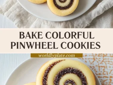 Plate of colorful fun and easy pinwheel cookies with attractive swirls.