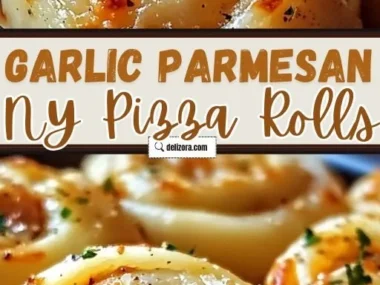 Delicious Garlic Parmesan Pizza Rolls ready to be served as a tasty snack.
