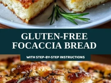 Homemade gluten-free focaccia bread topped with herbs and olive oil