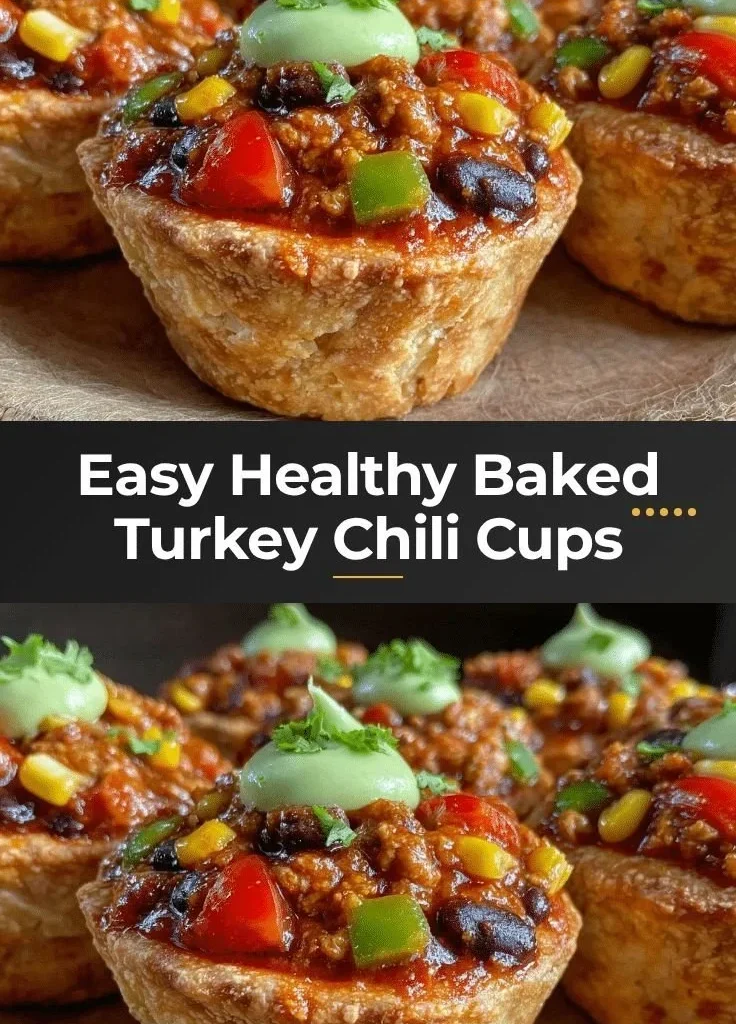 Healthy Baked Turkey Chili Cups served on a plate
