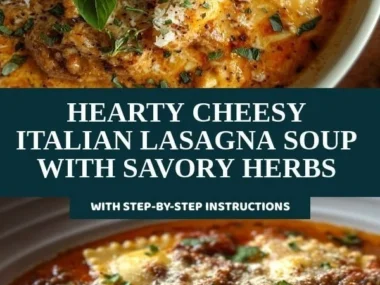 Hearty Cheesy Italian Lasagna Soup packed with savory herbs and cheese