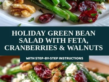 Holiday Green Bean Salad featuring feta, cranberries, and walnuts