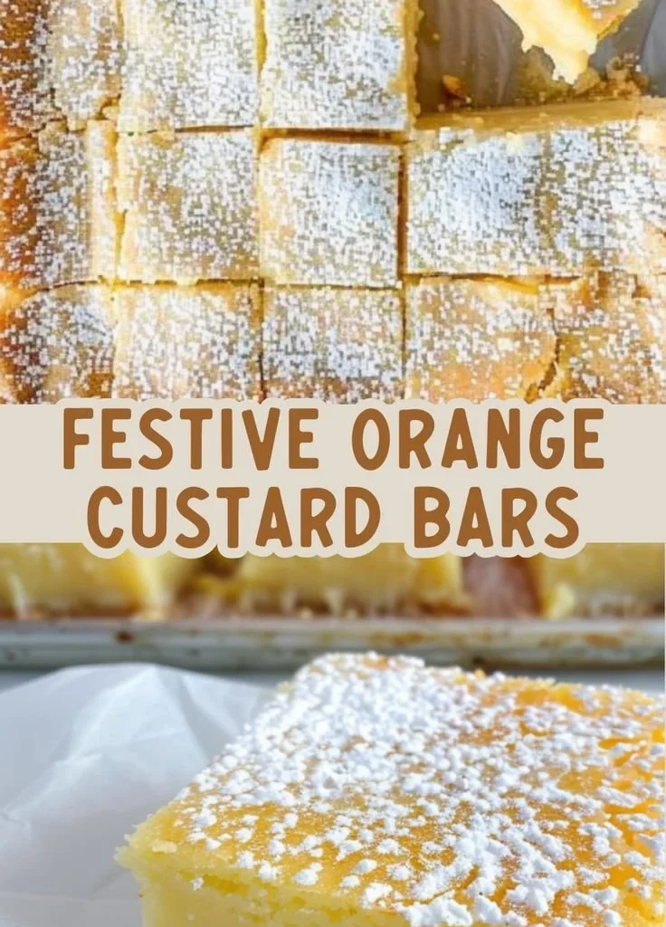 Delicious Holiday Orange Spice Custard Bars ready to be served.
