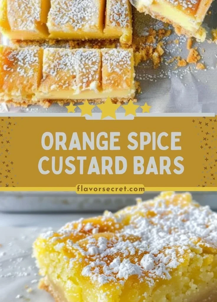 Delicious Holiday Orange Spice Custard Bars on a decorative plate