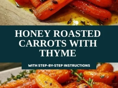 Bowl of honey roasted carrots with thyme garnished on top.