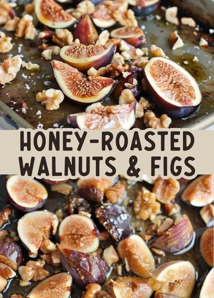 Delicious honey-roasted walnuts paired with fresh figs