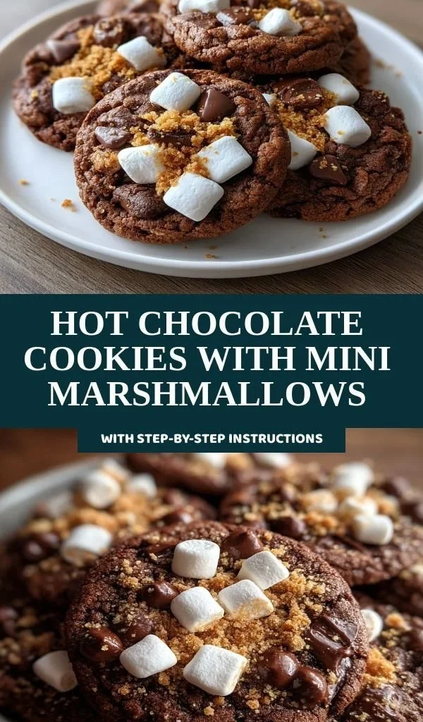 Delicious hot chocolate cookies topped with mini marshmallows