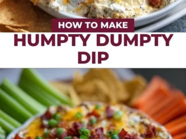 A bowl of Humpty Dumpty Dip served with colorful vegetable sticks.