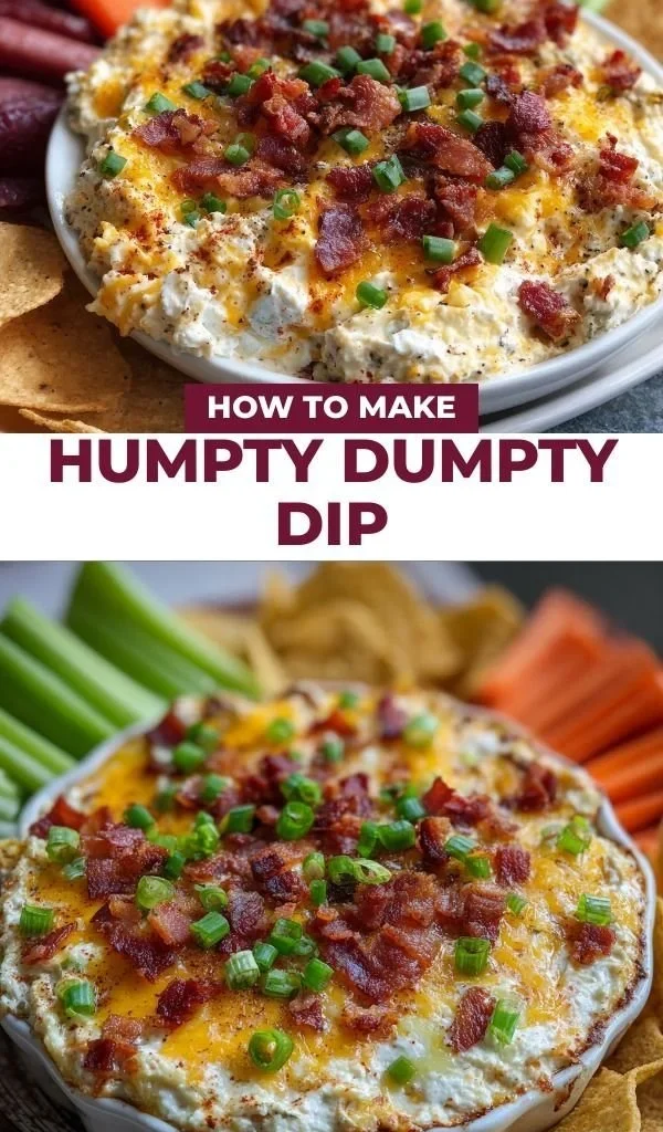 A bowl of Humpty Dumpty Dip served with colorful vegetable sticks.