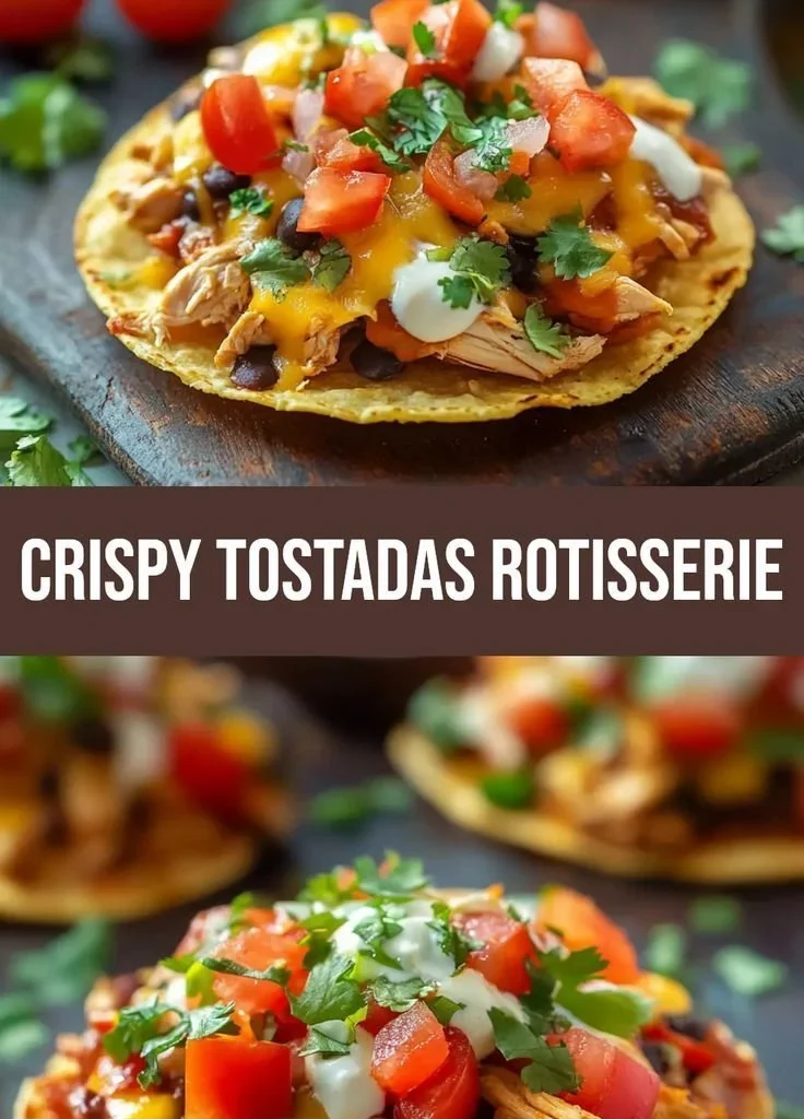 Delicious Mexican tostadas topped with rotisserie chicken and fresh ingredients