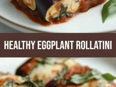 Creamy eggplant rollatini served with cheese and fresh herbs