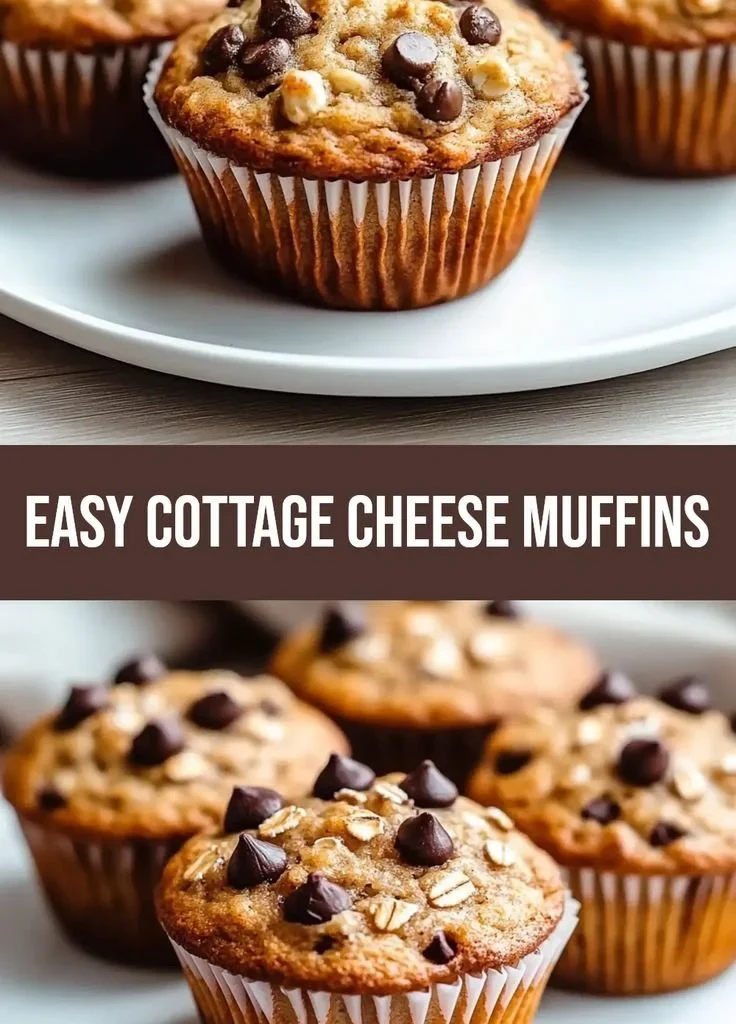 Batch of easy cottage cheese oatmeal muffins fresh from the oven.