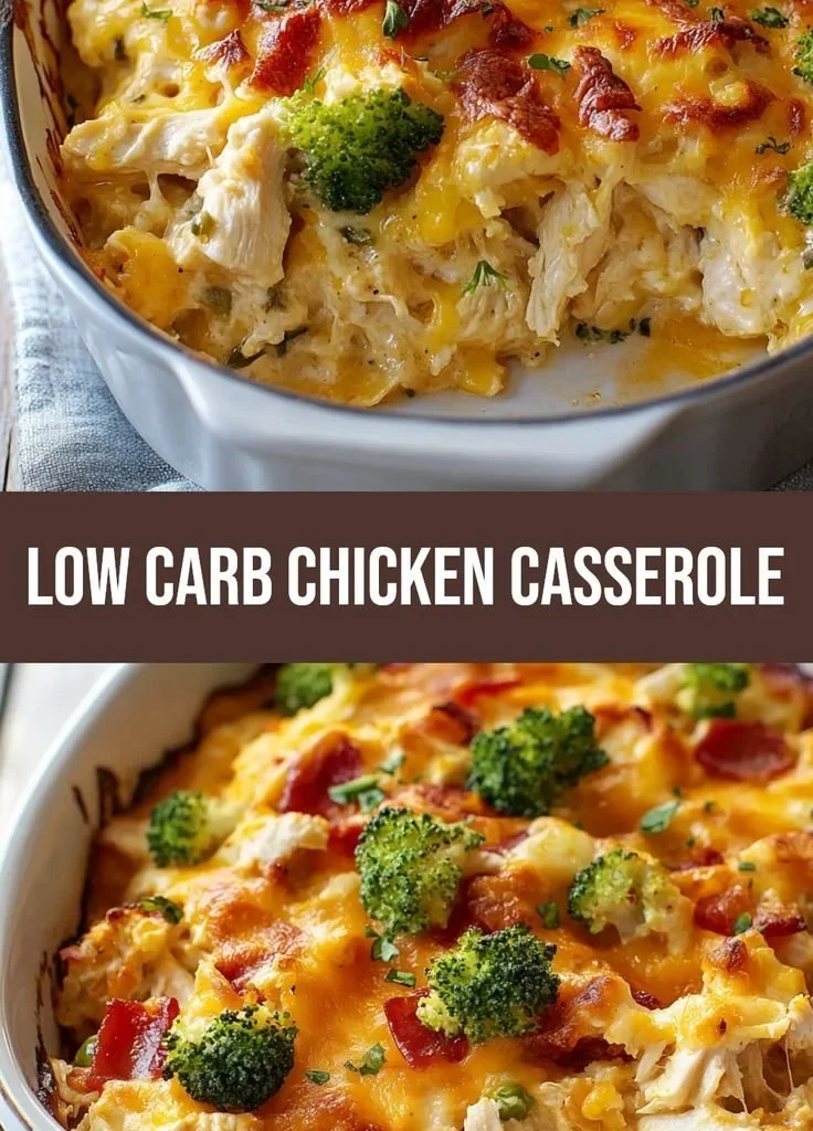 Easy low carb chicken casserole ready for family dinner
