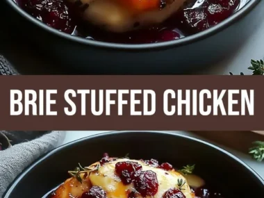 Delicious cranberry brie stuffed chicken served on a plate