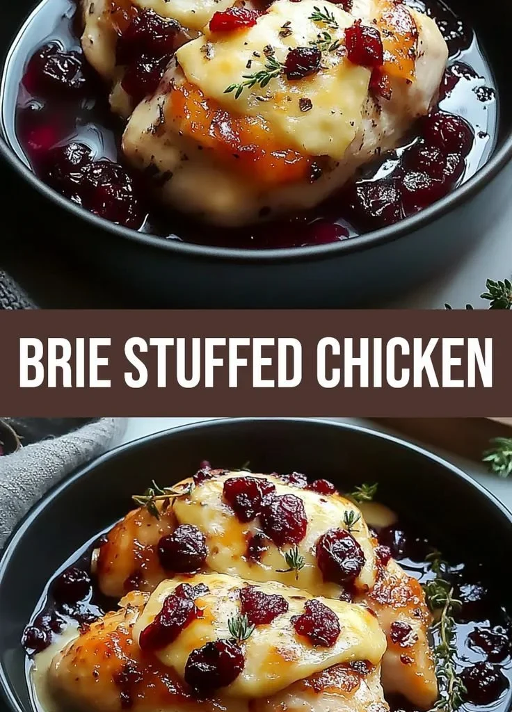 Delicious cranberry brie stuffed chicken served on a plate