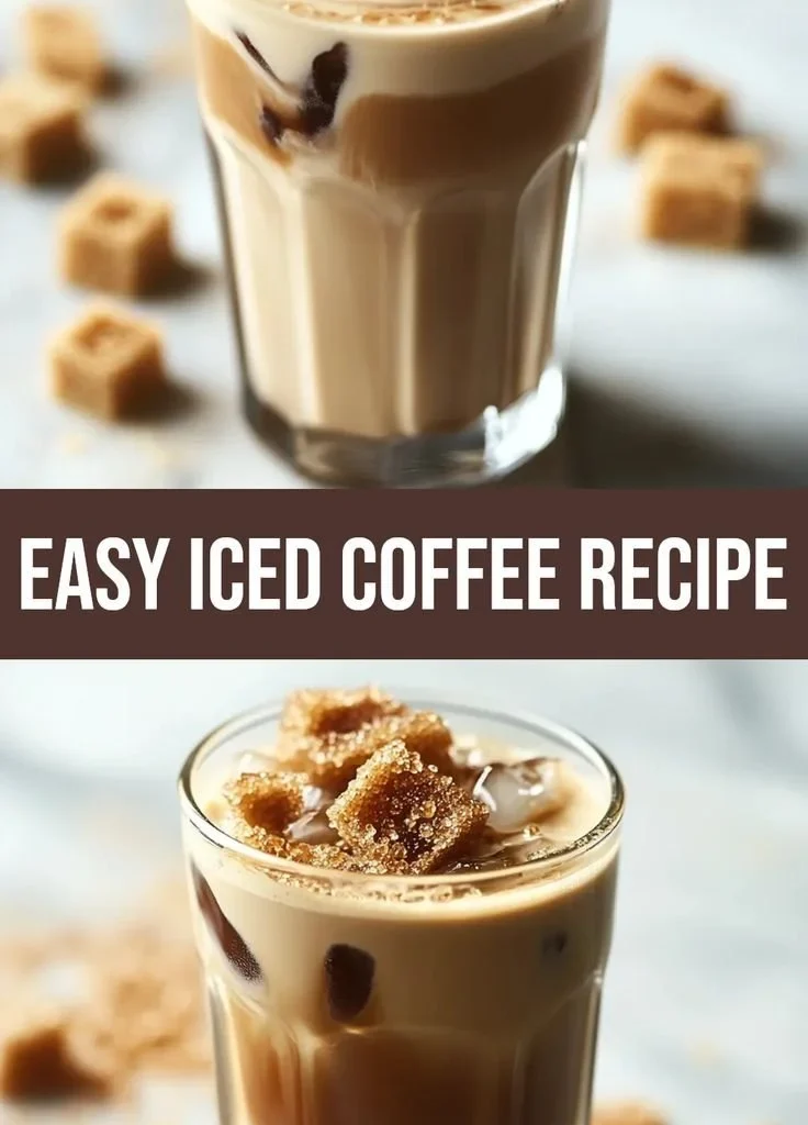 Refreshing brown sugar vanilla iced coffee in a glass with ice cubes.
