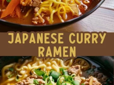 Delicious bowl of Japanese Curry Ramen topped with fresh ingredients