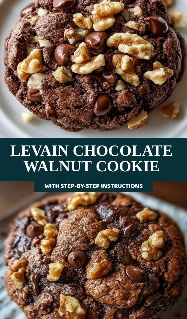 Delicious leavened chocolate walnut cookies with chocolate chunks and walnuts