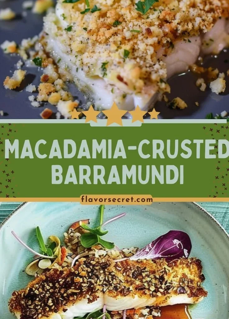 Macadamia-Crusted Barramundi with sides on a plate