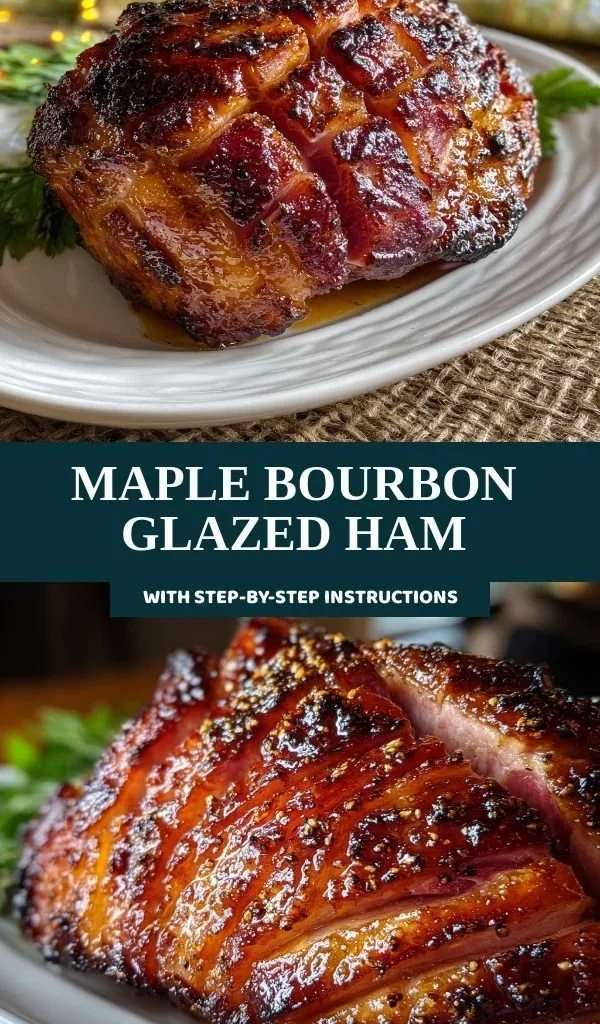 Maple Bourbon Glazed Ham garnished and ready for serving