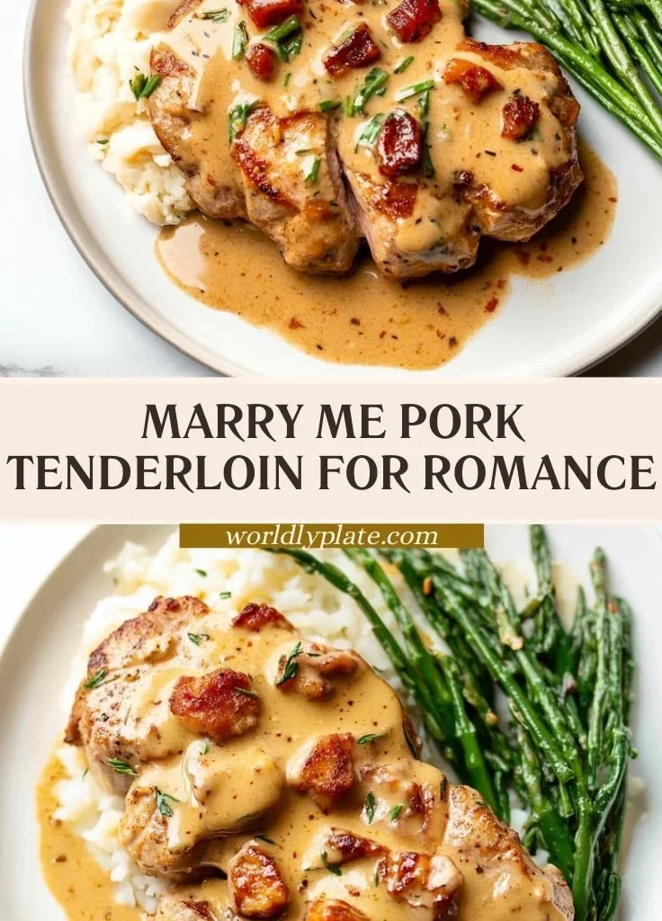 Delicious Marry Me Pork Tenderloin served with fresh herbs and vegetables