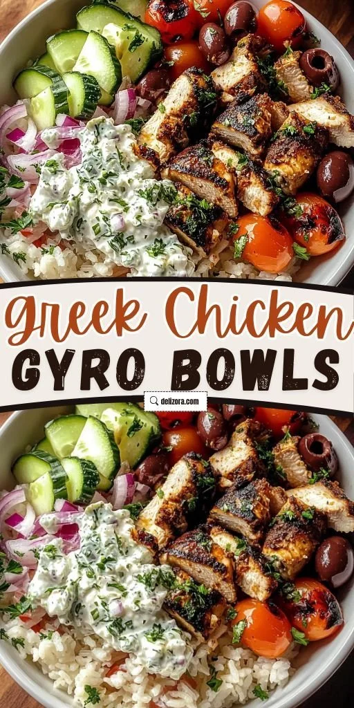 Mediterranean Greek Chicken Gyro Bowl with fresh ingredients and vibrant colors
