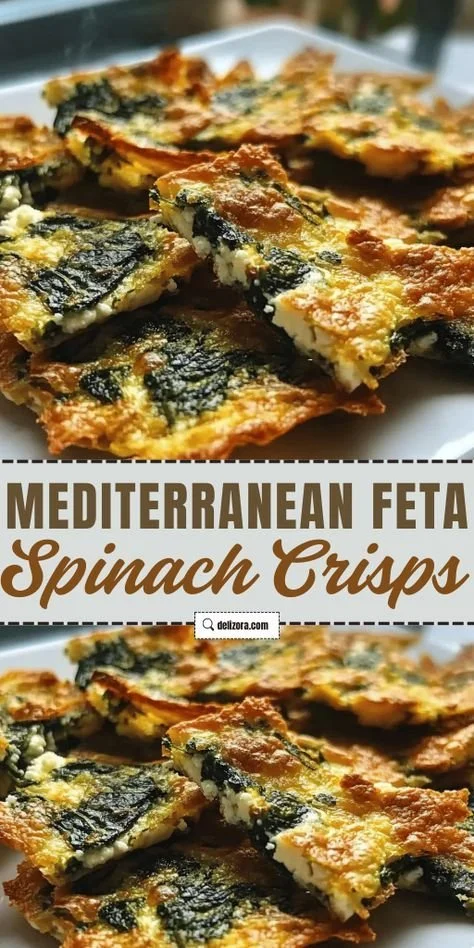Mediterranean Spinach and Feta Cheese Crisps on a plate