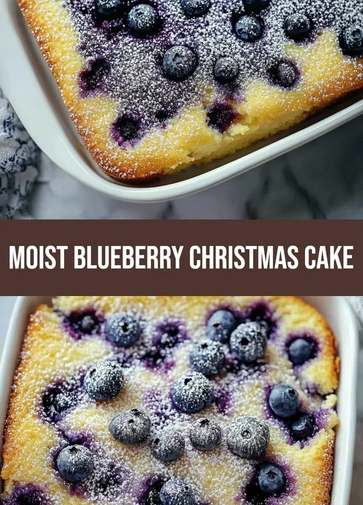 Melt-in-your-mouth blueberry Christmas cake with fresh blueberries and icing