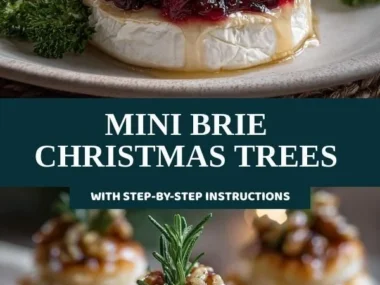 Mini Brie Christmas Trees on a festive table, adding holiday cheer to gatherings.