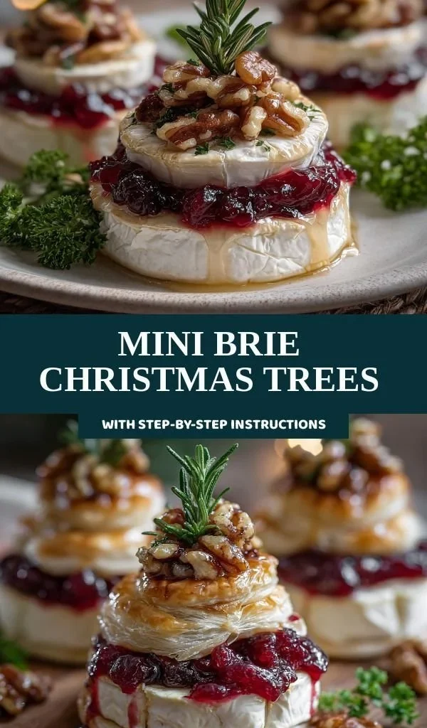 Mini Brie Christmas Trees on a festive table, adding holiday cheer to gatherings.