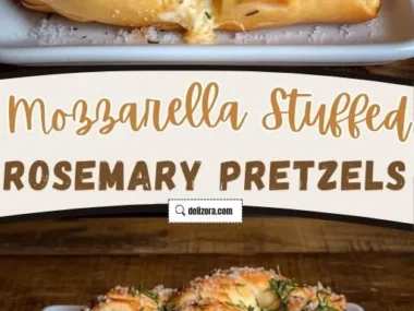 Mozzarella stuffed rosemary parmesan soft pretzels fresh out of the oven