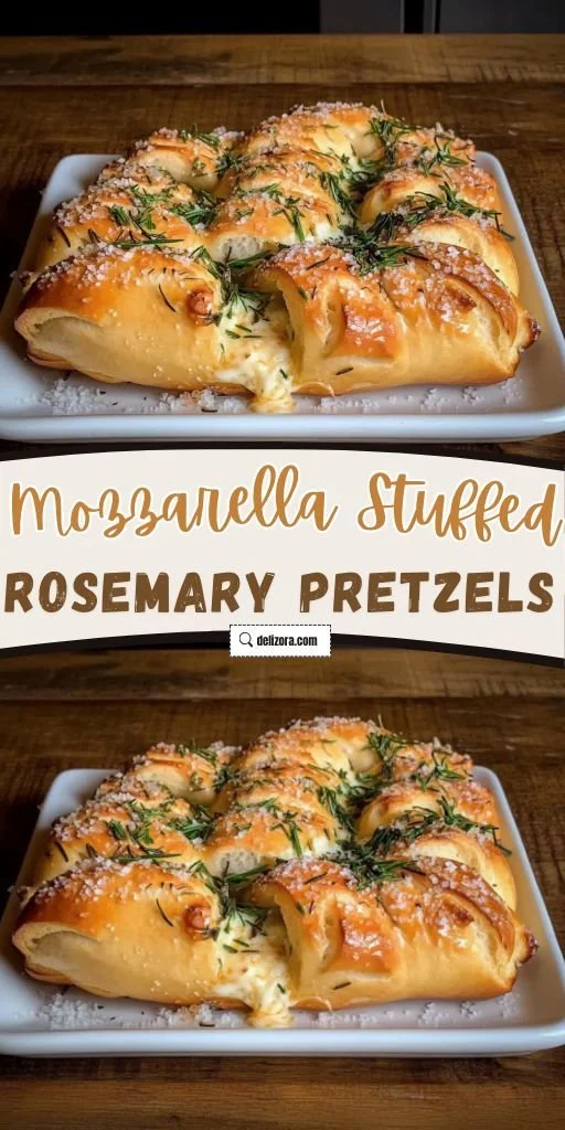 Mozzarella stuffed rosemary parmesan soft pretzels fresh out of the oven
