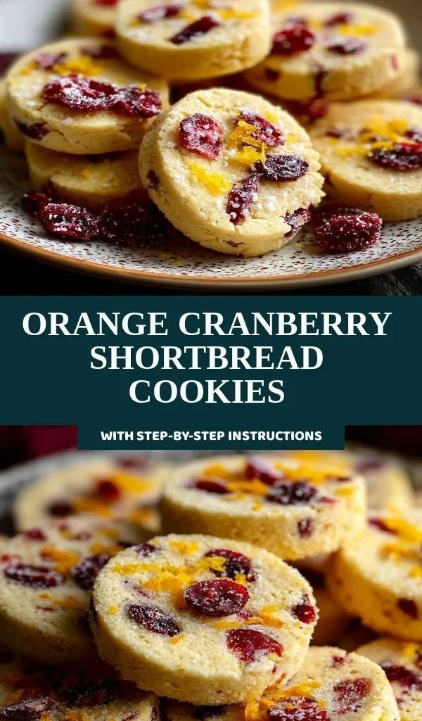 Freshly baked orange cranberry shortbread cookies on a cooling rack
