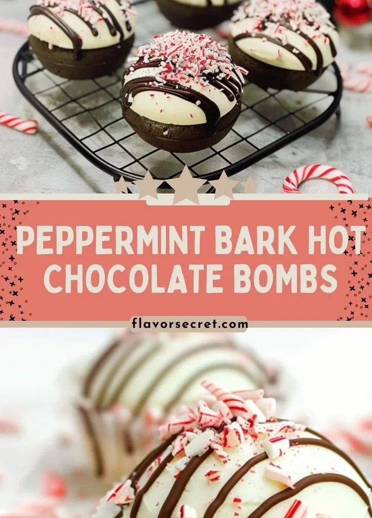 Delicious peppermint bark hot chocolate bombs ready to enjoy