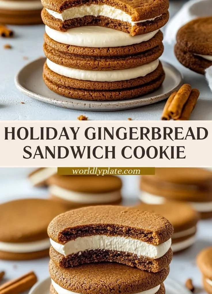 Delicious gingerbread sandwich cookies decorated with icing and festive spices.