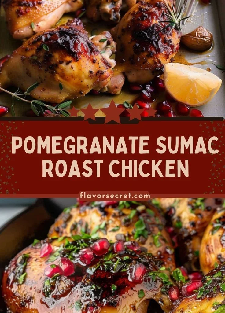 Pomegranate sumac roast chicken pieces ready to serve on a plate