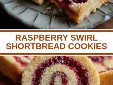Freshly baked Raspberry Swirl Shortbread cookies on a decorative plate
