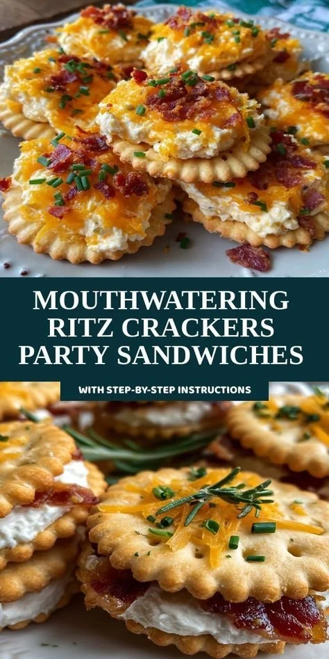 Delicious Ritz Crackers party sandwiches served on a platter at a gathering