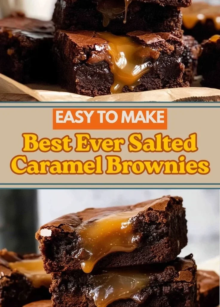 Delicious Salted Caramel Brownies topped with sea salt for a sweet and salty treat.
