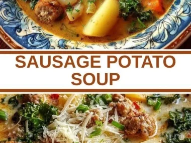 Bowl of Sausage Potato Soup with sausage, potatoes, and herbs