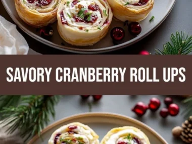 Savory Christmas Cranberry Roll Ups on a festive platter