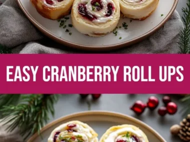 Savory Christmas Cranberry Roll Ups garnished and ready for the festive table.