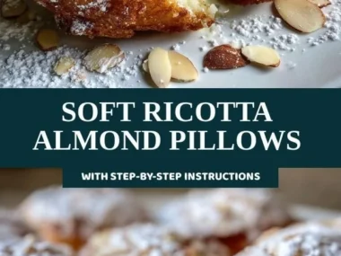 Soft ricotta almond pillows on a rustic wooden table