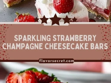 Sparkling Strawberry Champagne Cheesecake Bars topped with fresh strawberries