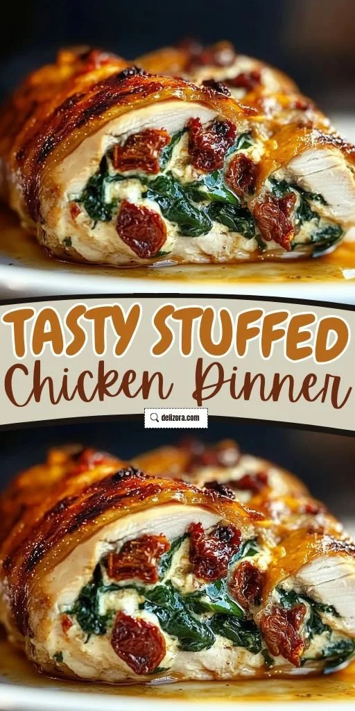 Sundried tomato, spinach, and cheese stuffed chicken on a plate