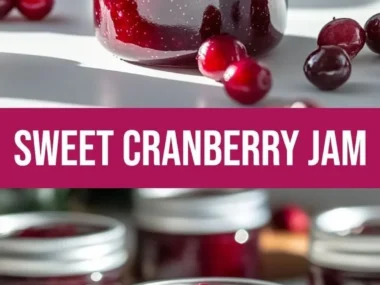 Jar of Sweet Christmas Cranberry Jam with fresh cranberries