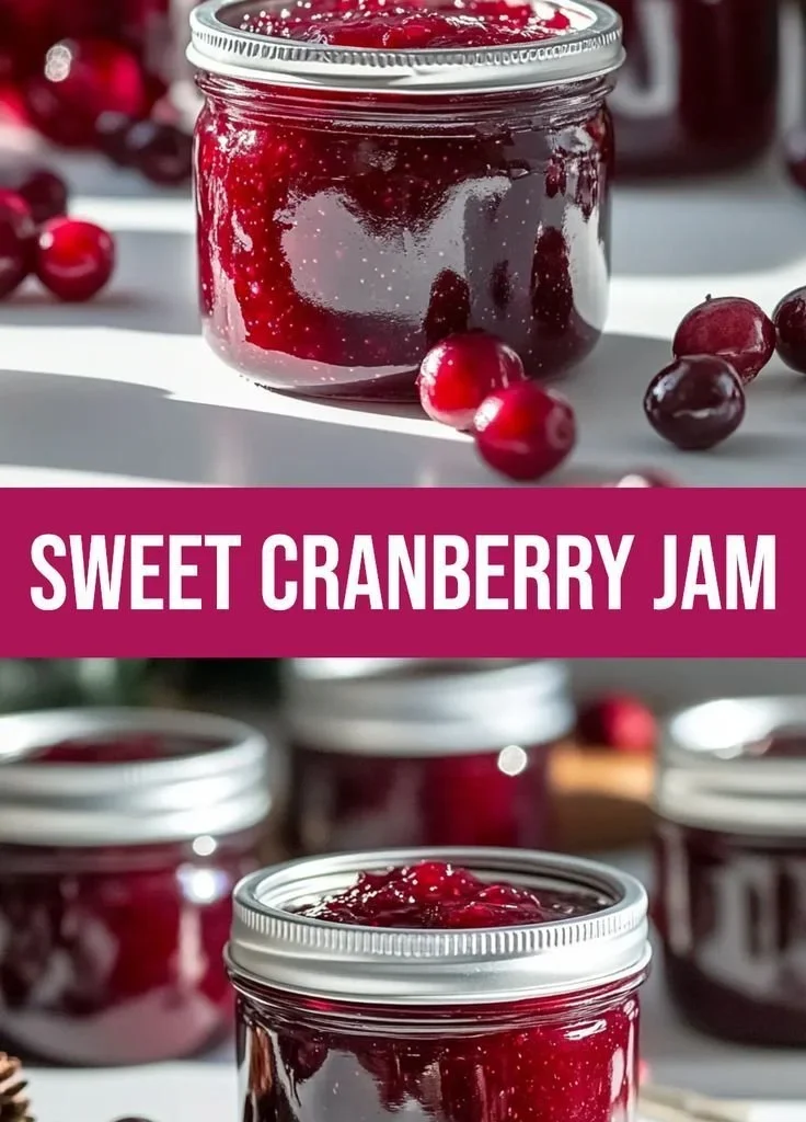 Jar of Sweet Christmas Cranberry Jam with fresh cranberries