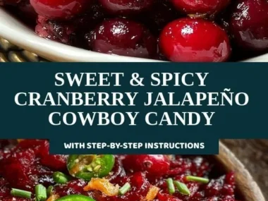 Sweet & Spicy Cranberry Jalapeño Cowboy Candy recipe with vibrant ingredients.