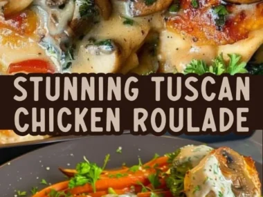 Delicious Tuscan Garlic Chicken and Mushroom Roulade served on a plate.