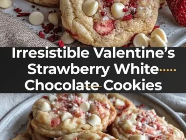 Valentine's Day Strawberry White Chocolate Cookies on a plate